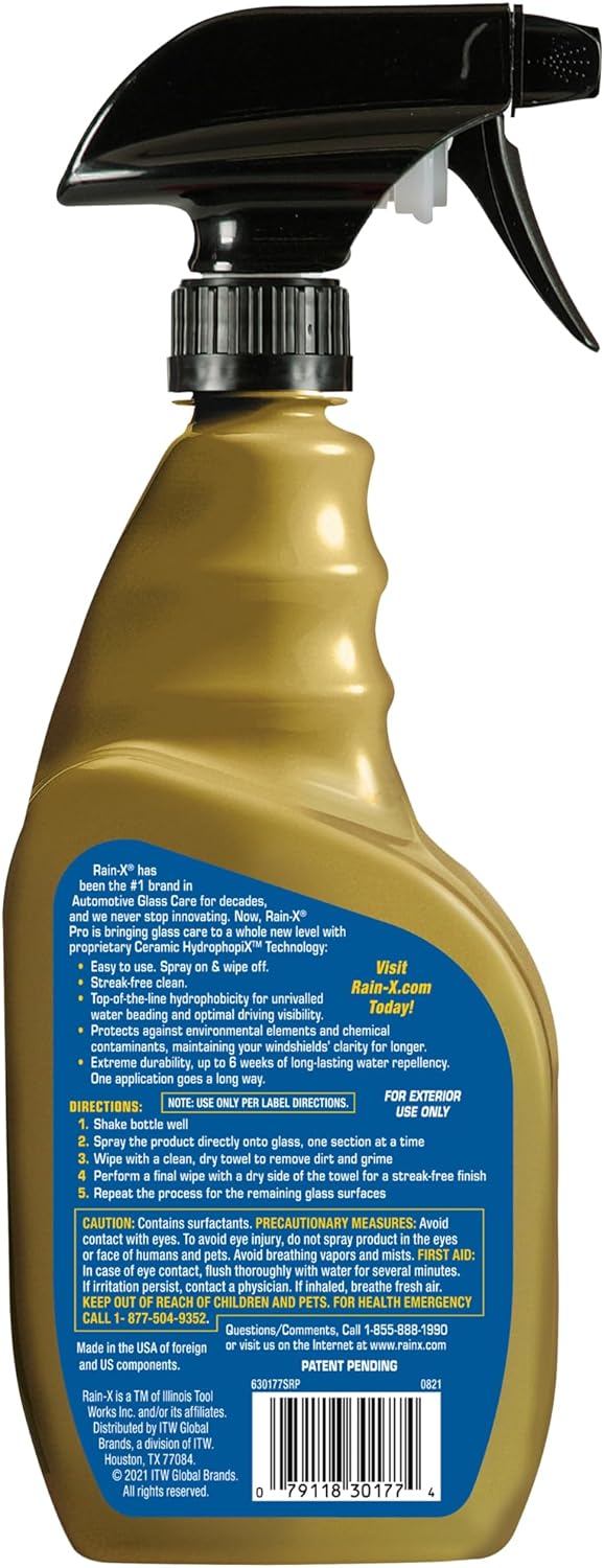Rain-X 630177SRP Cerami-X Glass Cleaner + Water Repellent, 23oz