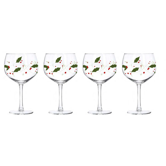 Gusto Buono Christmas Wine Glasses Set of 4, 23oz Stemmed Borosilicate Balloon Stemmed Wine Glasse