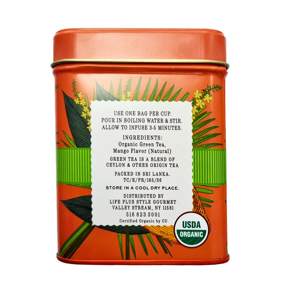 The Secret Garden Organic Mango Green Tea 50 tea bags (USDA ORGANIC)