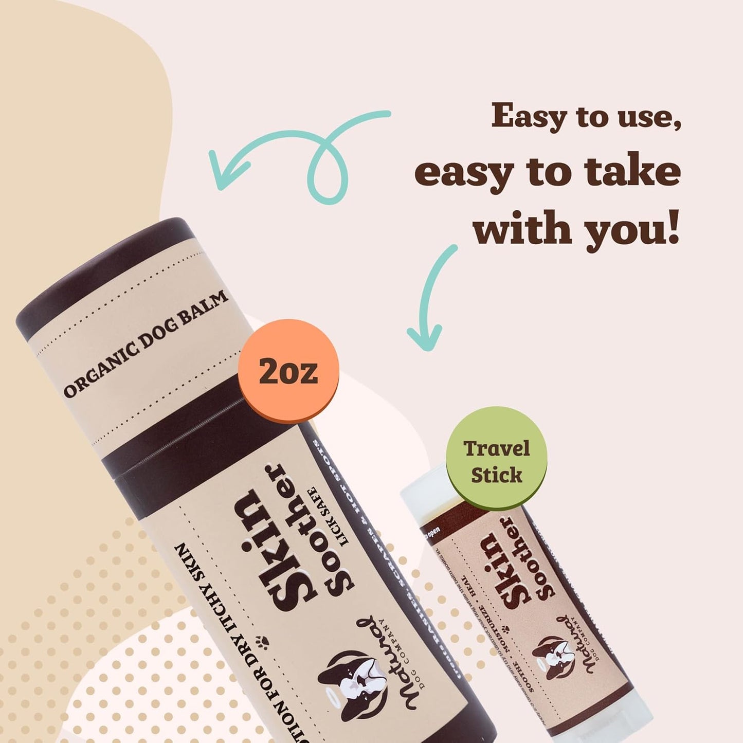 Natural Dog Company Skin Soother (Balm or tin) for Dogs – 2oz Stick, All Natural Hot Spot & Rash Relief – Organic Itchy Skin Soothing Moisturizer for Dry, Red,...