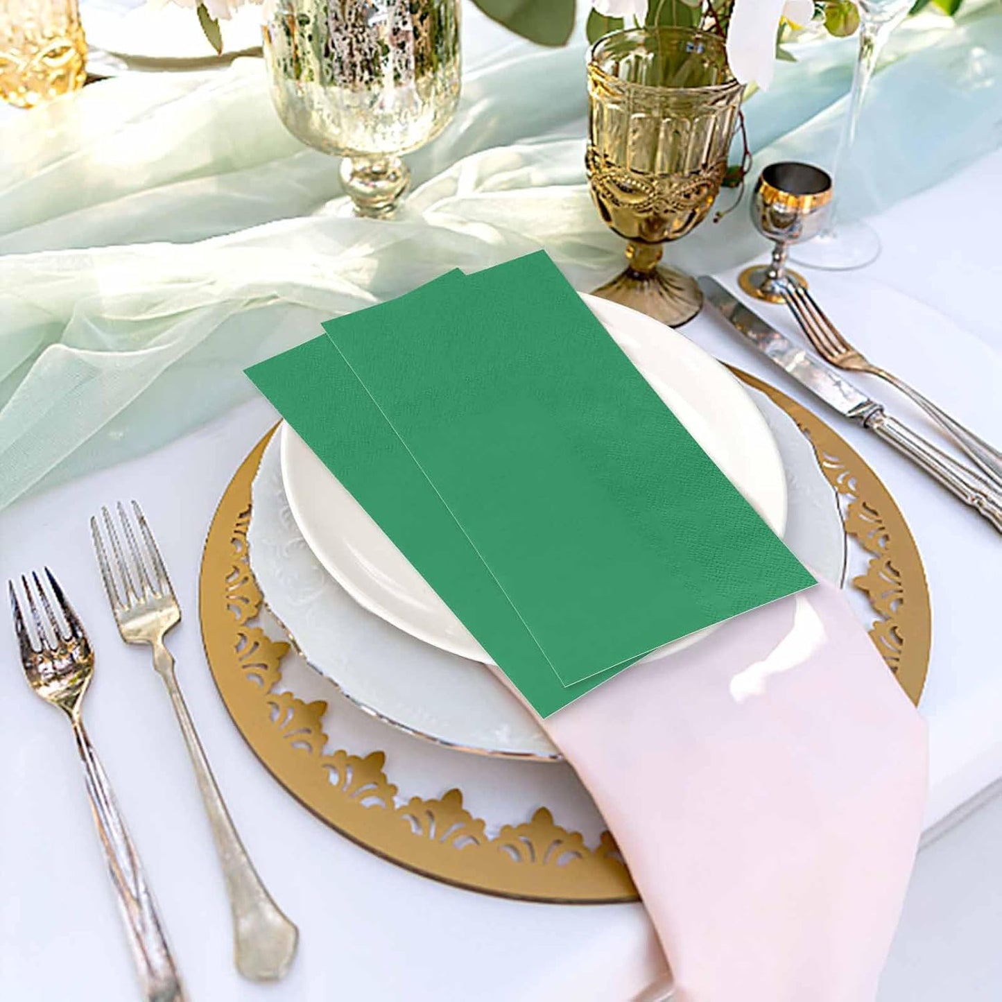 100 Pcs 2-Ply Napkins Paper Napkins Disposable Guest Hand Towels for Bathroom Dinner Wedding Baby Shower Party Guest Bathroom Napkins