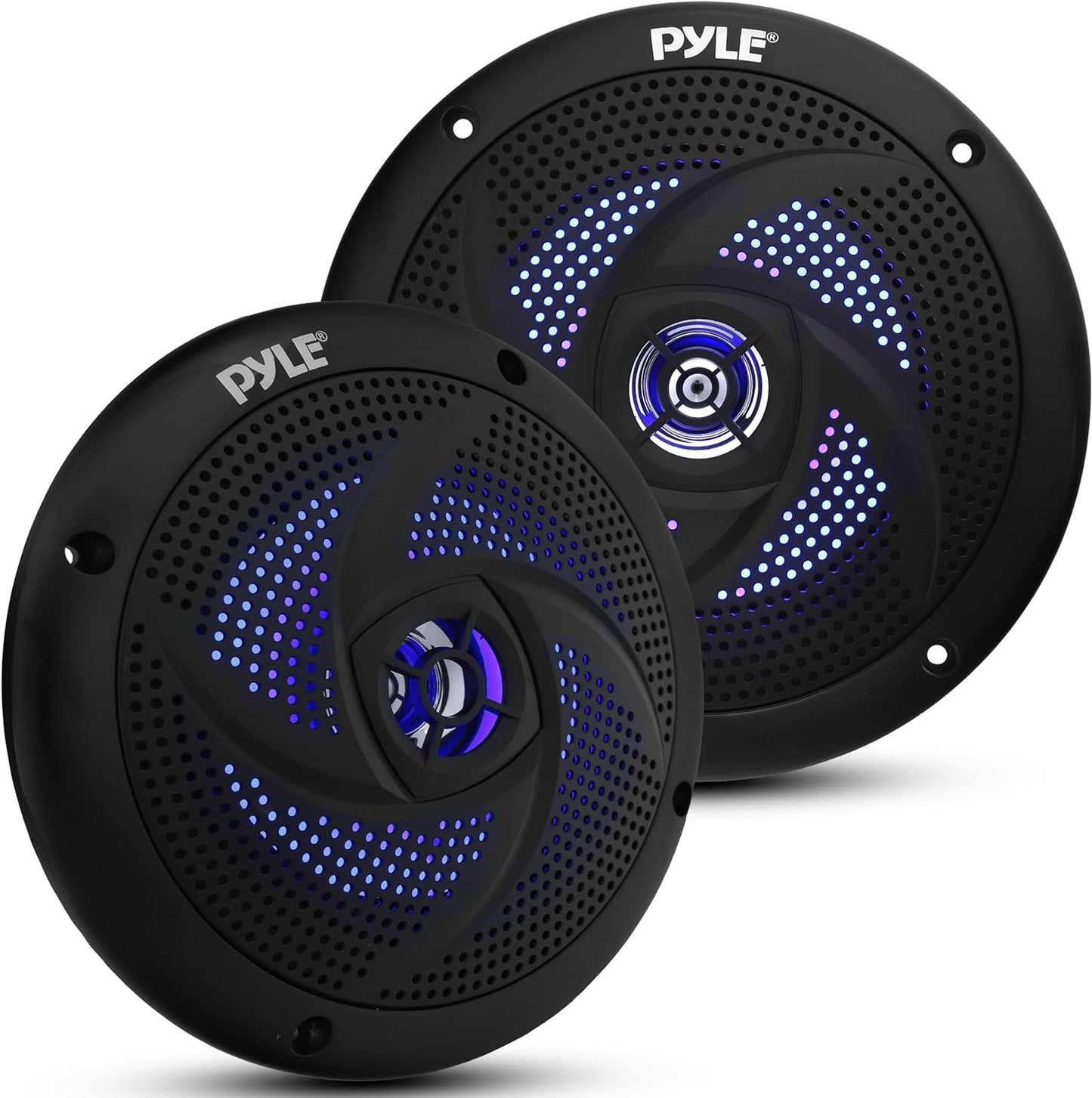 Pyle Marine Speakers - 5.25 Inch 2 Way Waterproof and Weather Resistant Outdoor Audio Stereo Sound System with LED Lights, 180 Watt Power and Low Profile