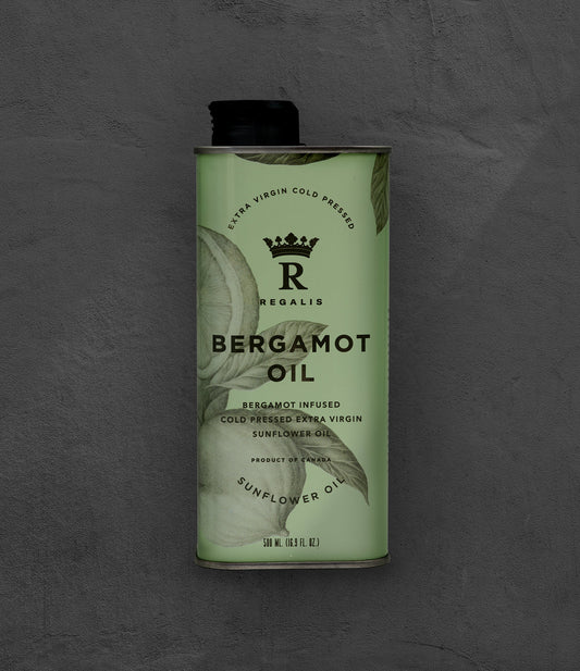 Regalis bergamot infused extra virgin cold pressed sunflower oil